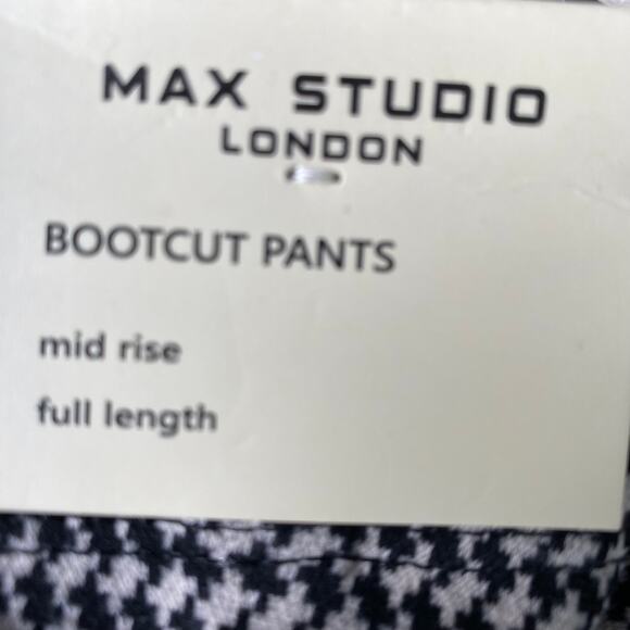 Max Studio London Pull On Bootcut Pants Women L Black Houndstooth Comfort‎ Waist - Picture 5 of 7